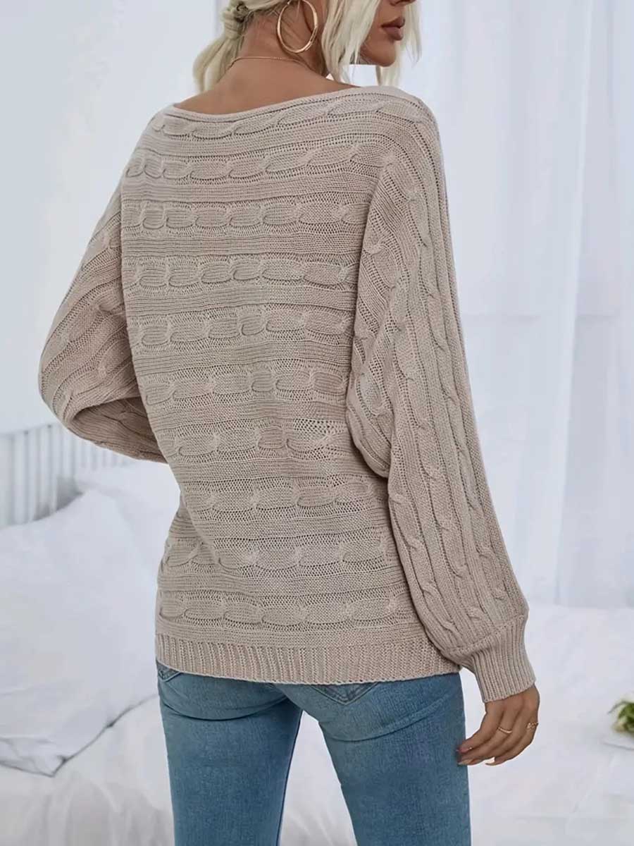 Bellevoga Strapless Sweater Stranded Knit Loose Pullover