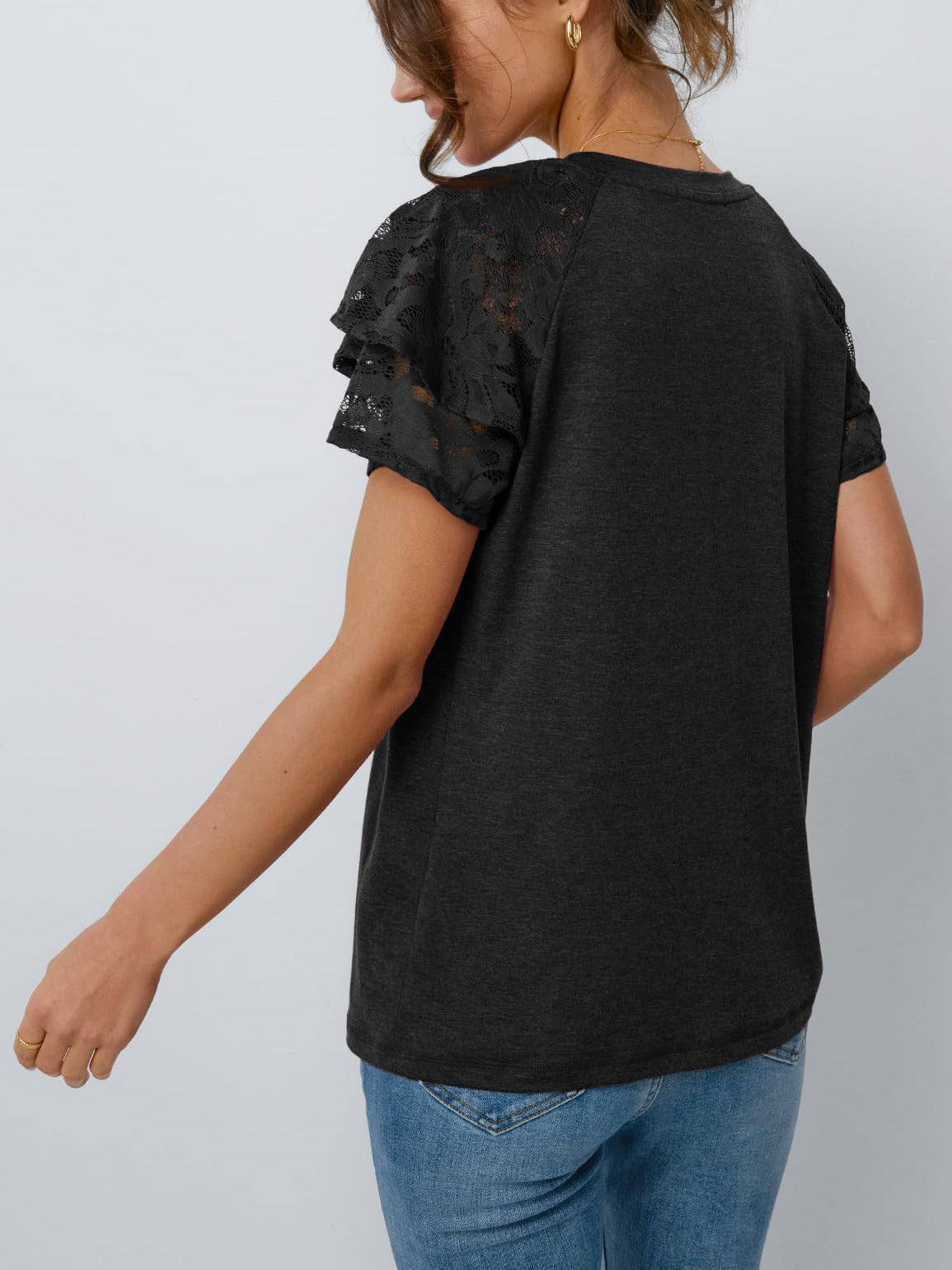 Round Neck Hollow Textured Panel Top