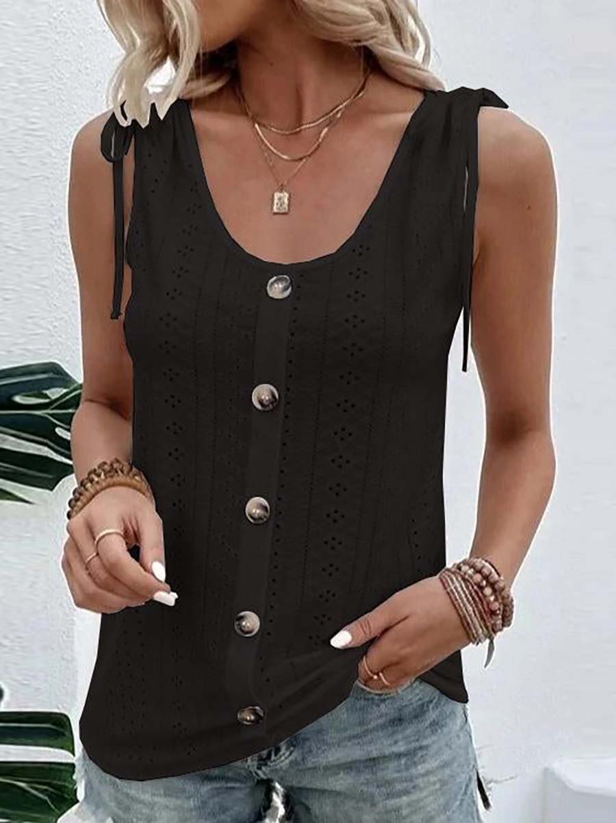 Bellevoga Solid Scoop Neck Tank