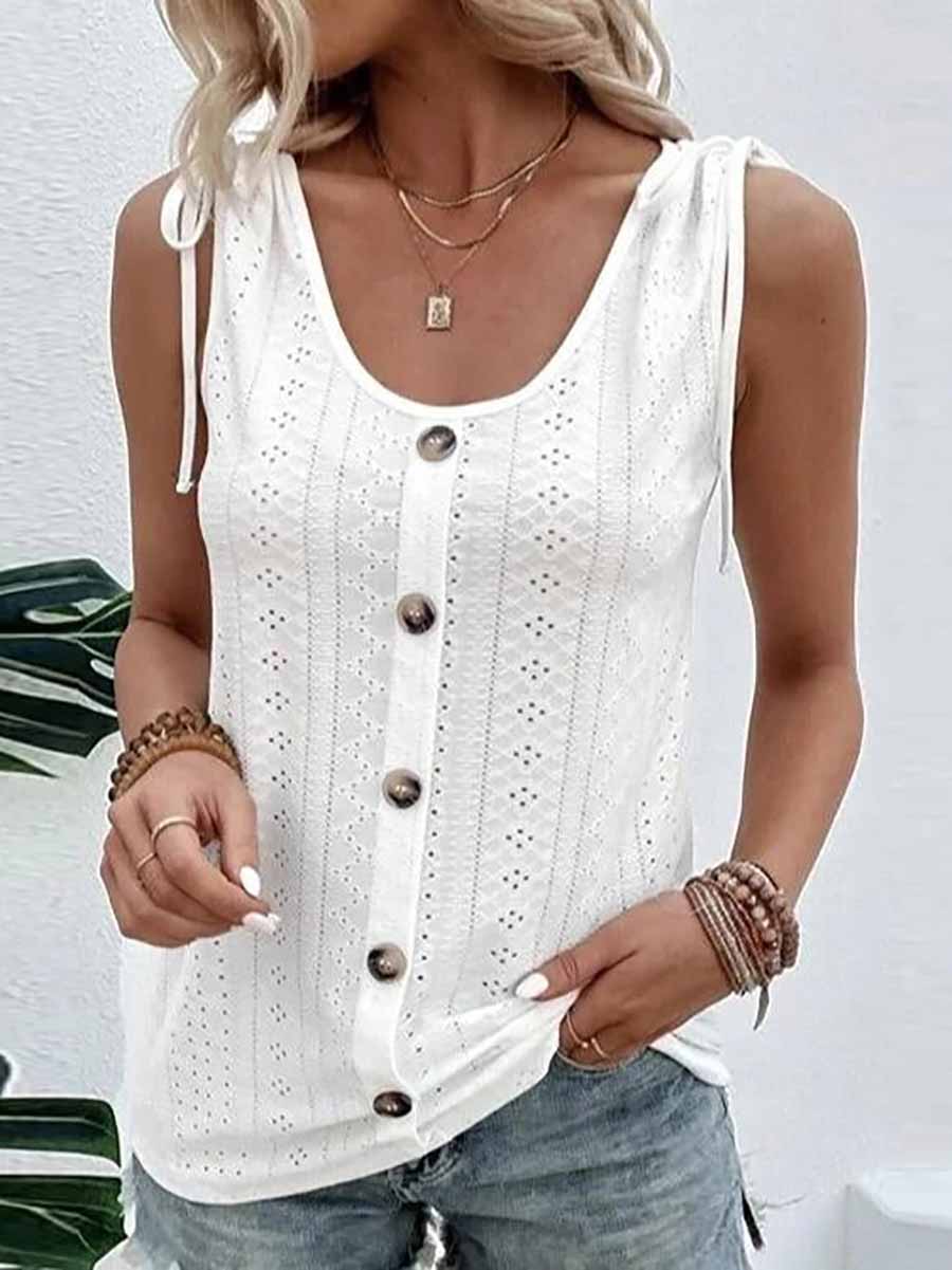 Bellevoga Solid Scoop Neck Tank