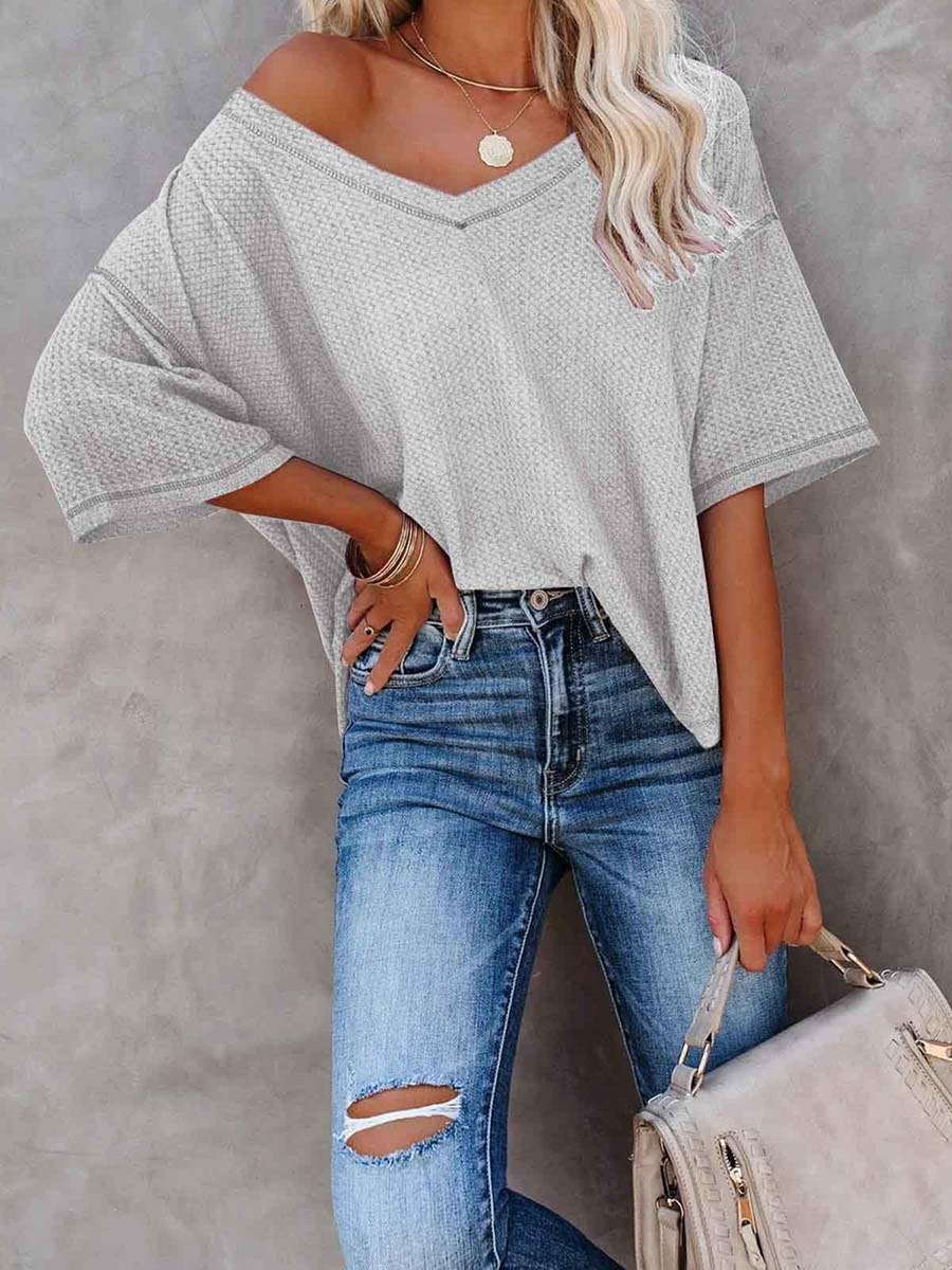 Bellevoga V-Neck Dolman Sleeve Top