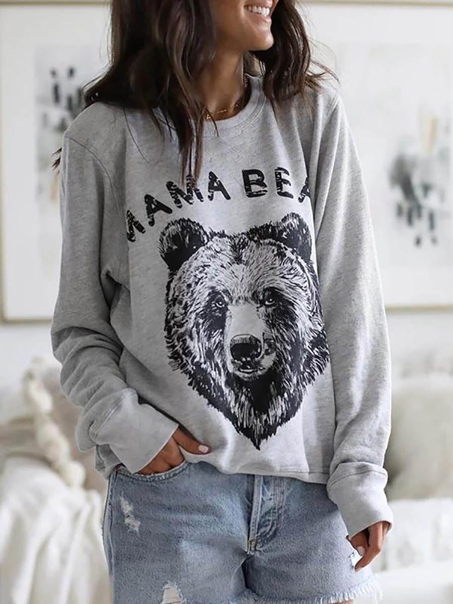 Bellevoga Stylish Animal Print Round Neck Sweatshirt