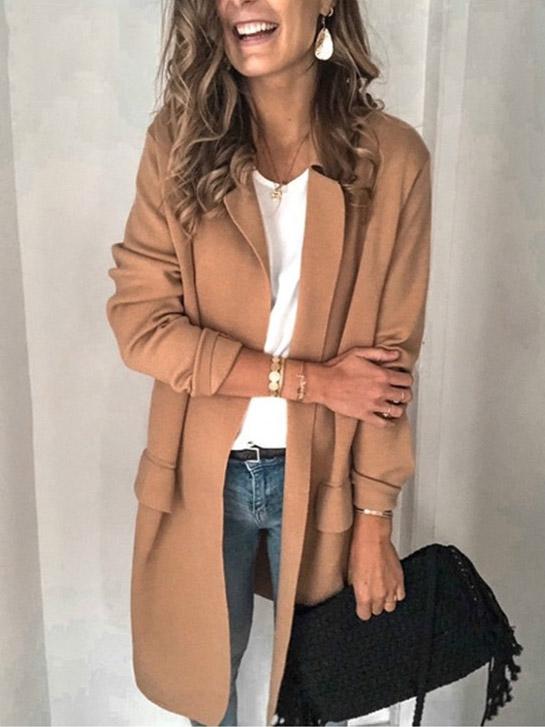 Bellevoga Long Sleeve Casual Blazer Coat