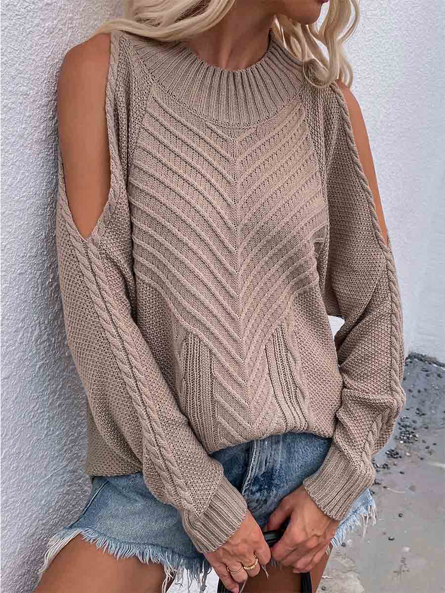 Bellevoga Off-shoulder Knit Sweater