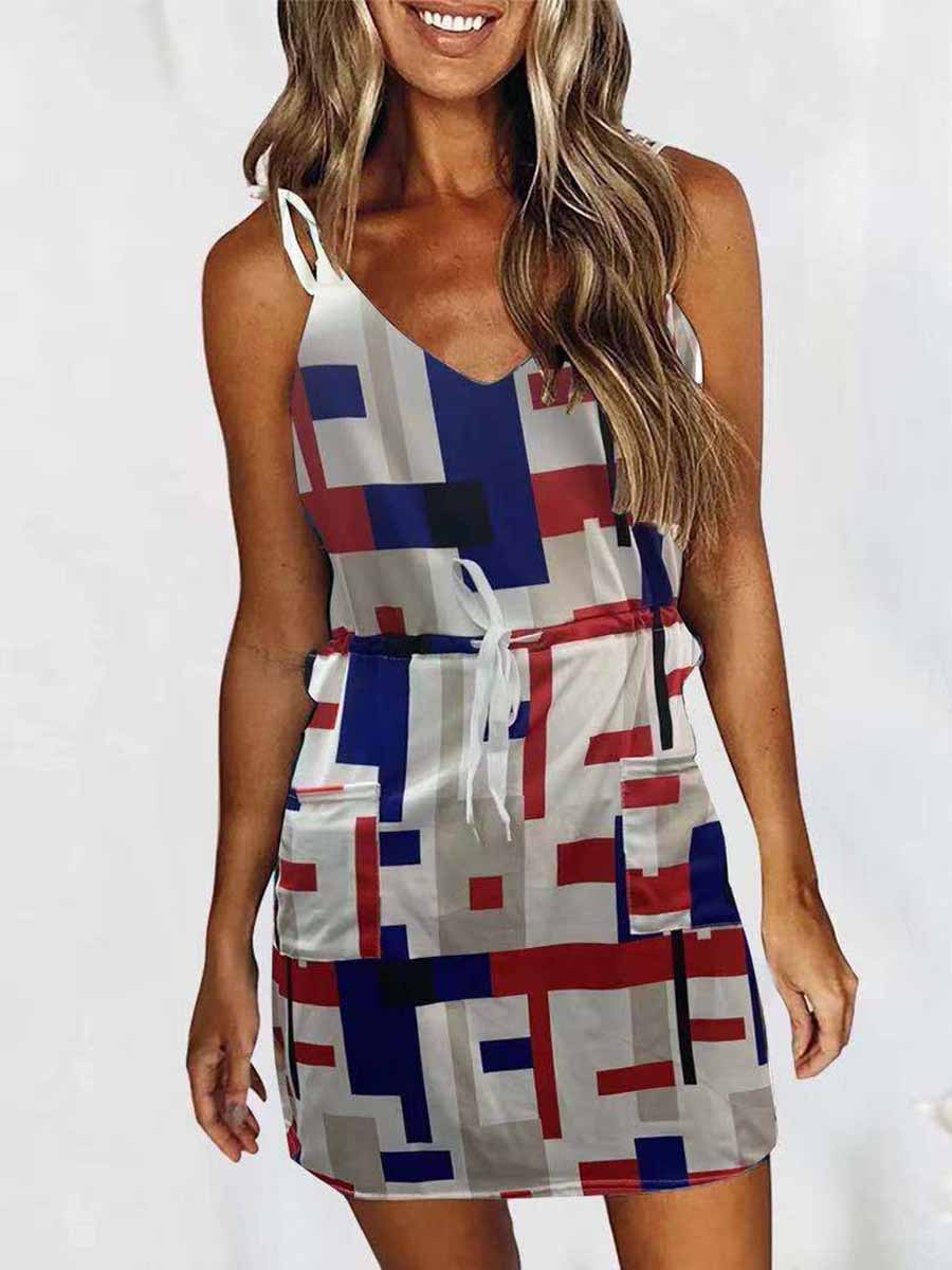 Bellevoga Printed Sleeveless Mini Dress