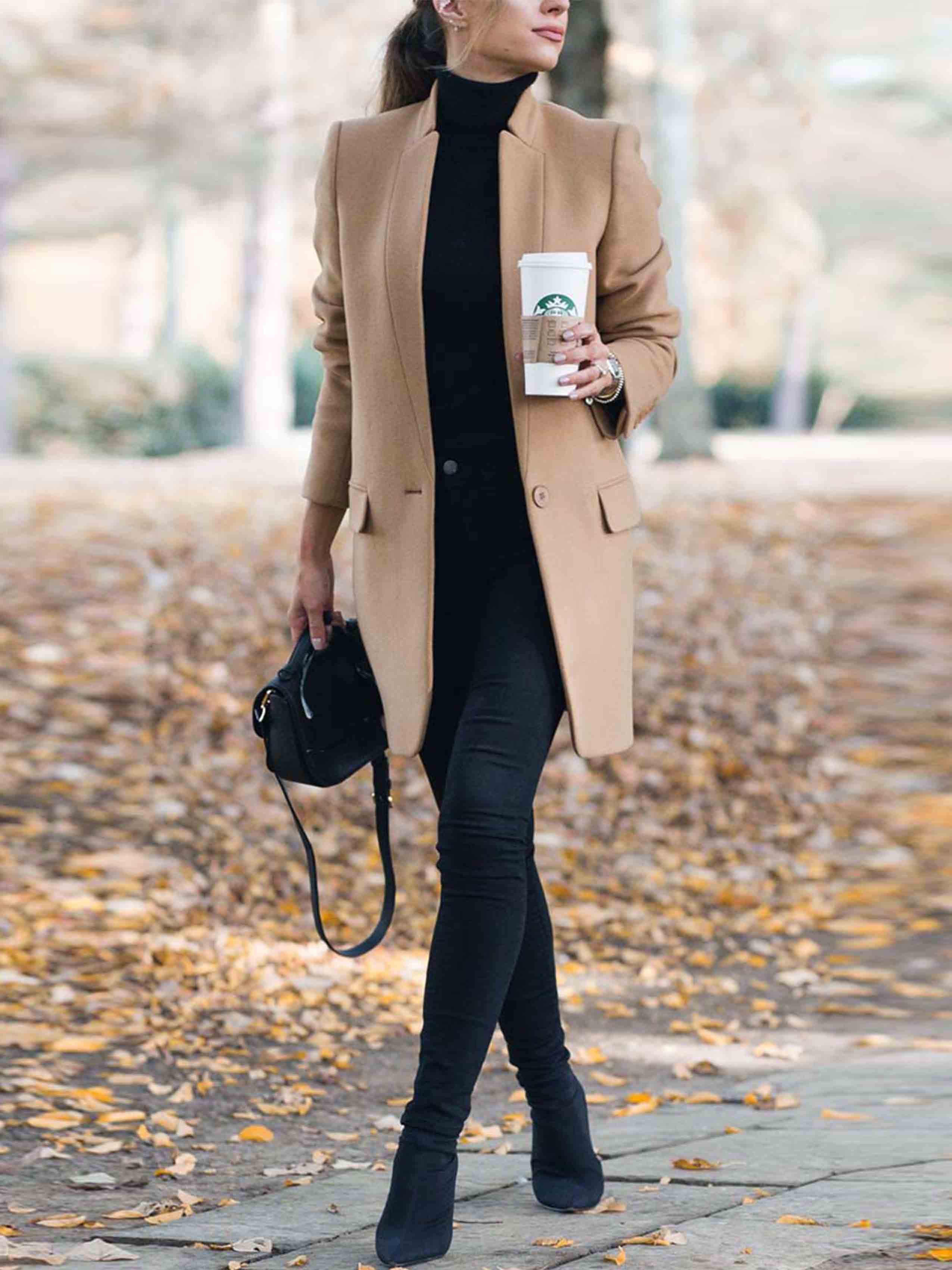 Bellevoga One Button Khaki Coat