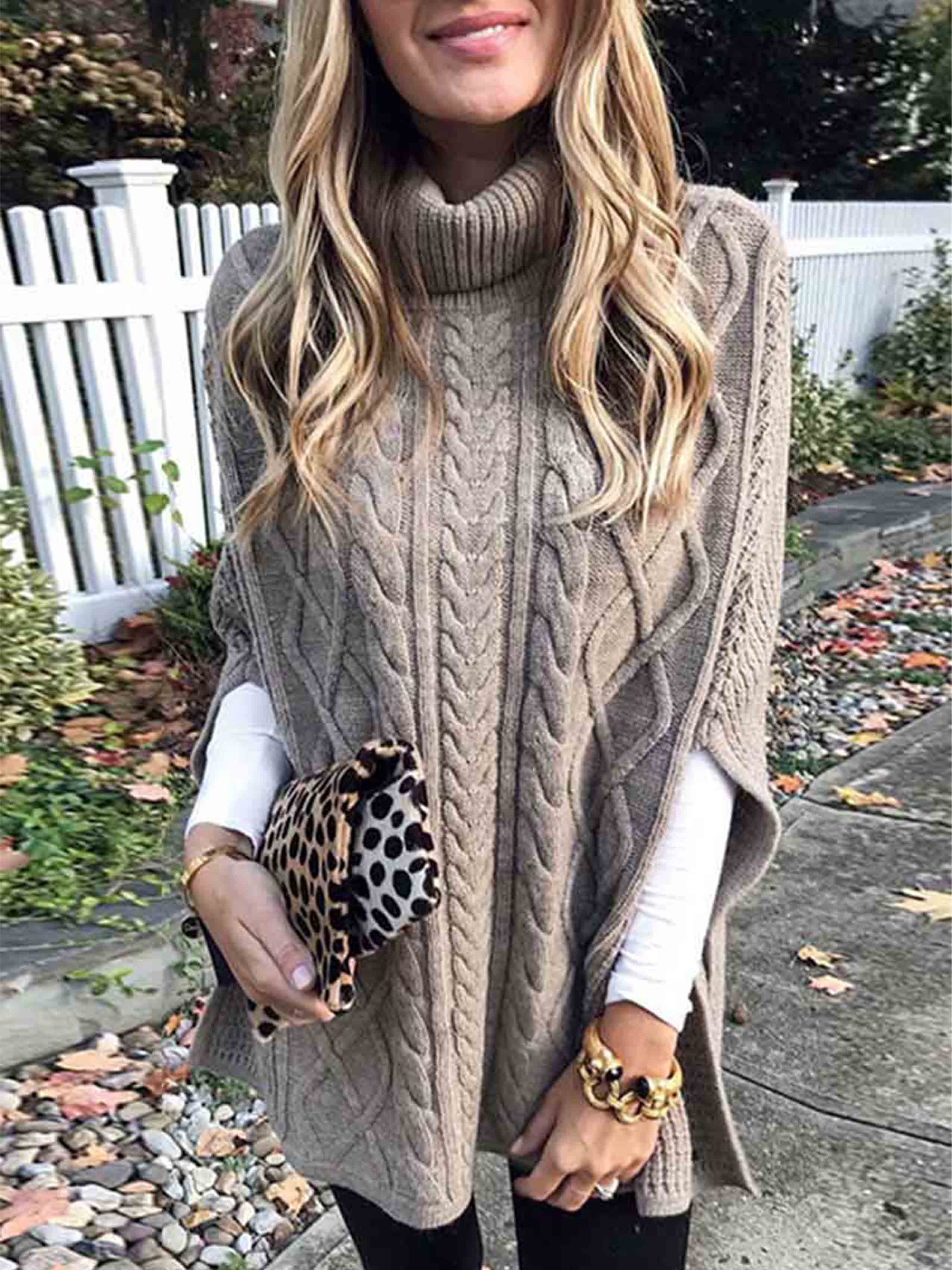 Bellevoga High Neck Loose Knit Sweater