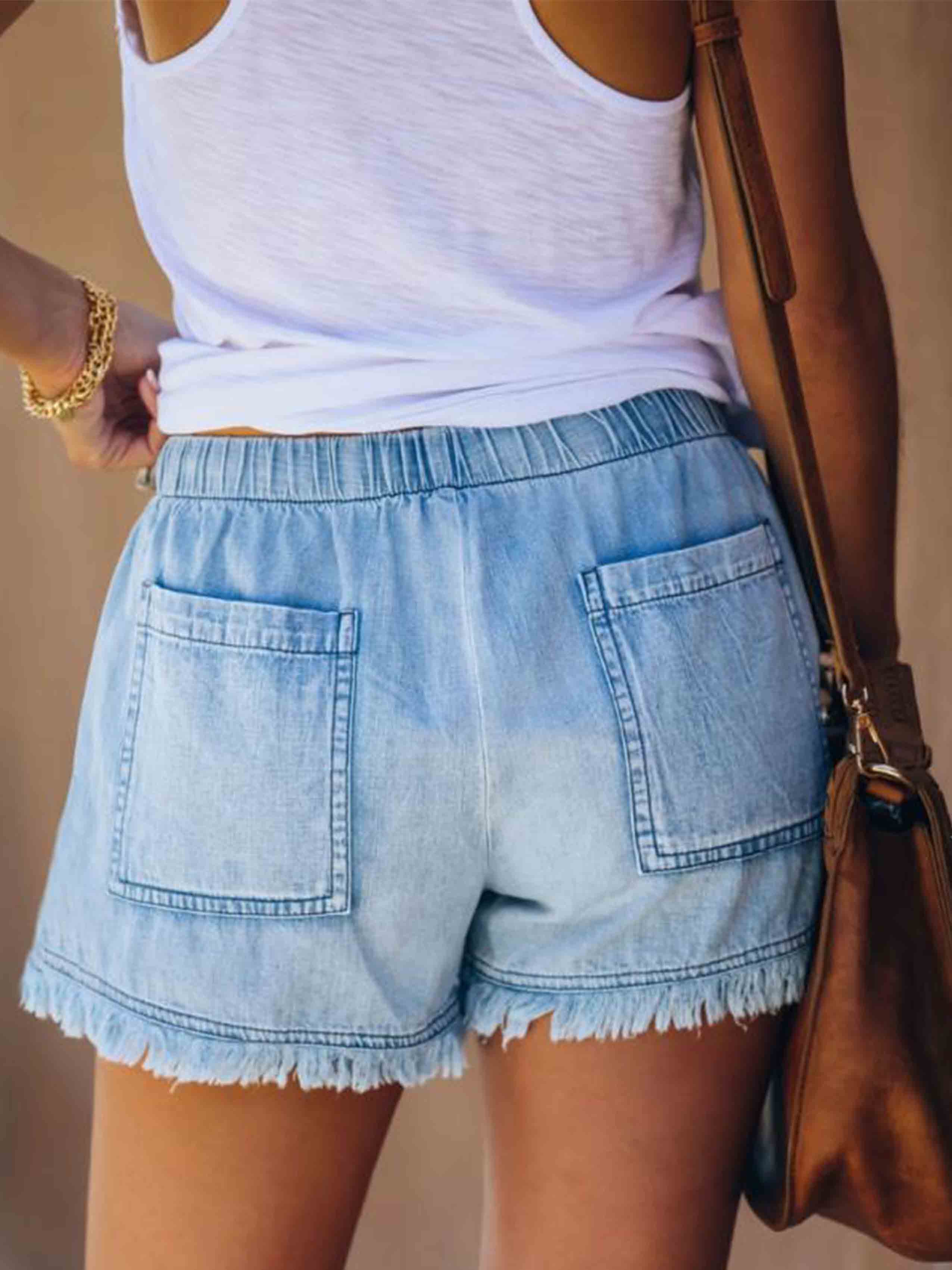 Bellevoga Adjustable Tassel Pocket Shorts