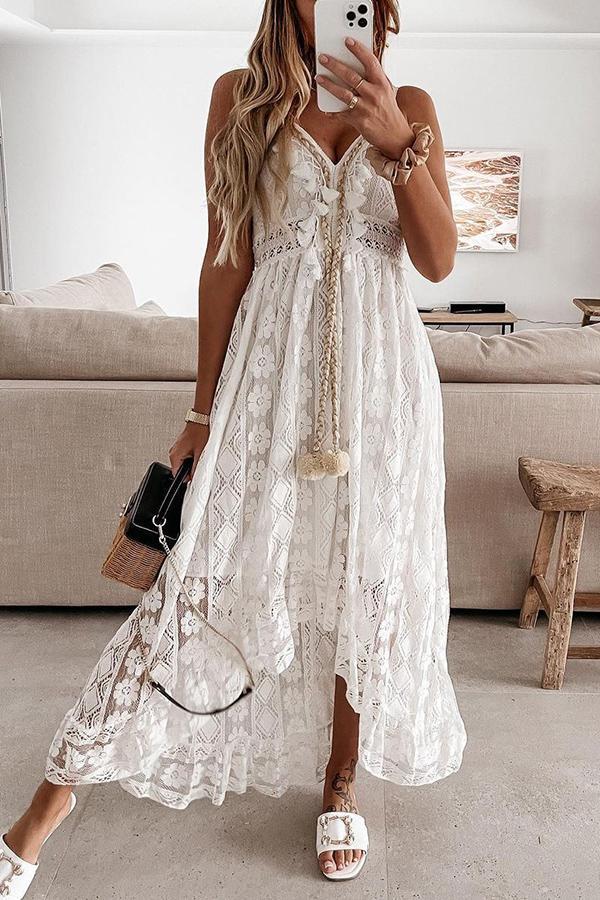 Bellevoga Crochet Fringe Lace Dress