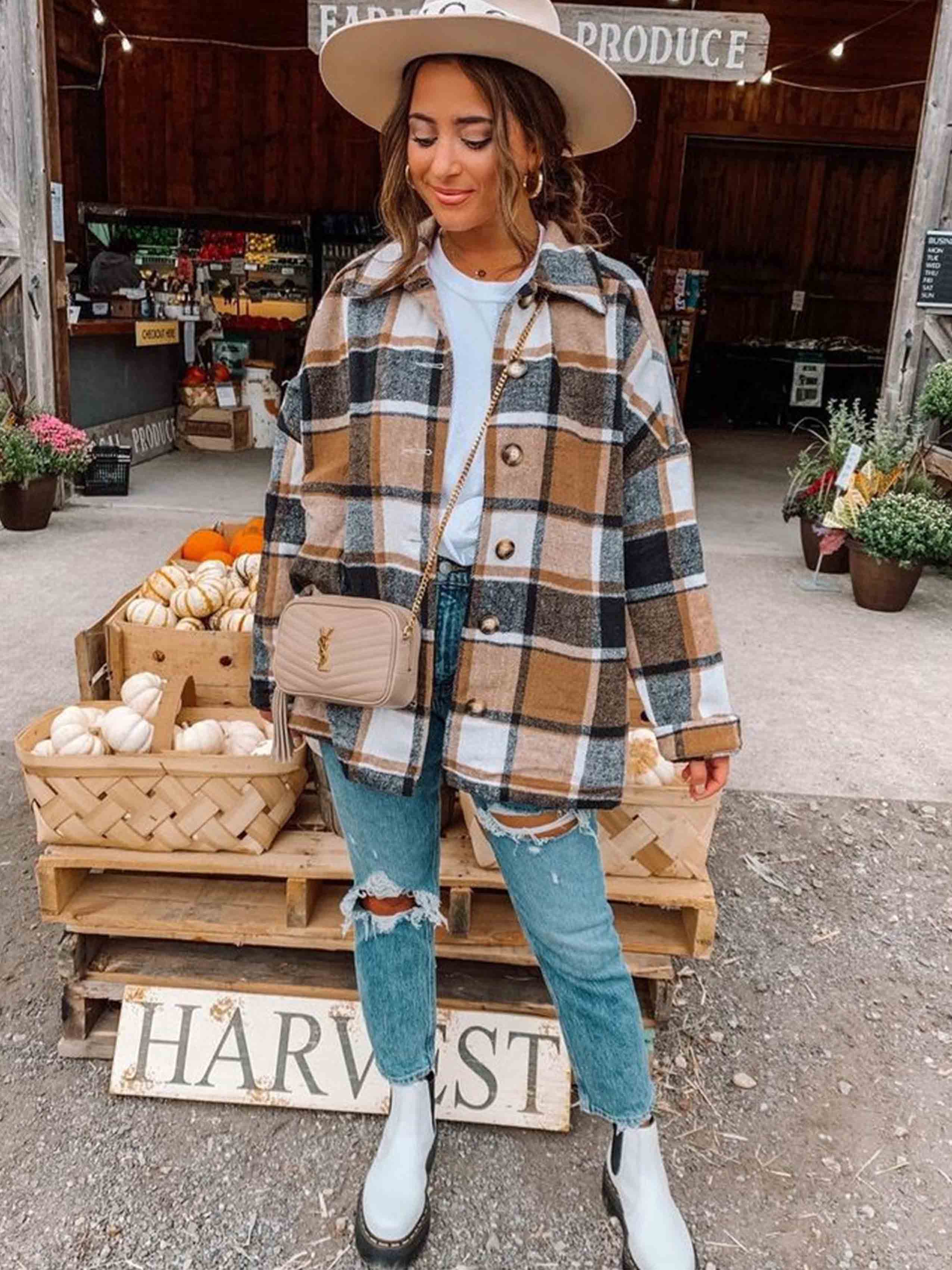 Bellevoga Street Fashion Style Plaid Coat