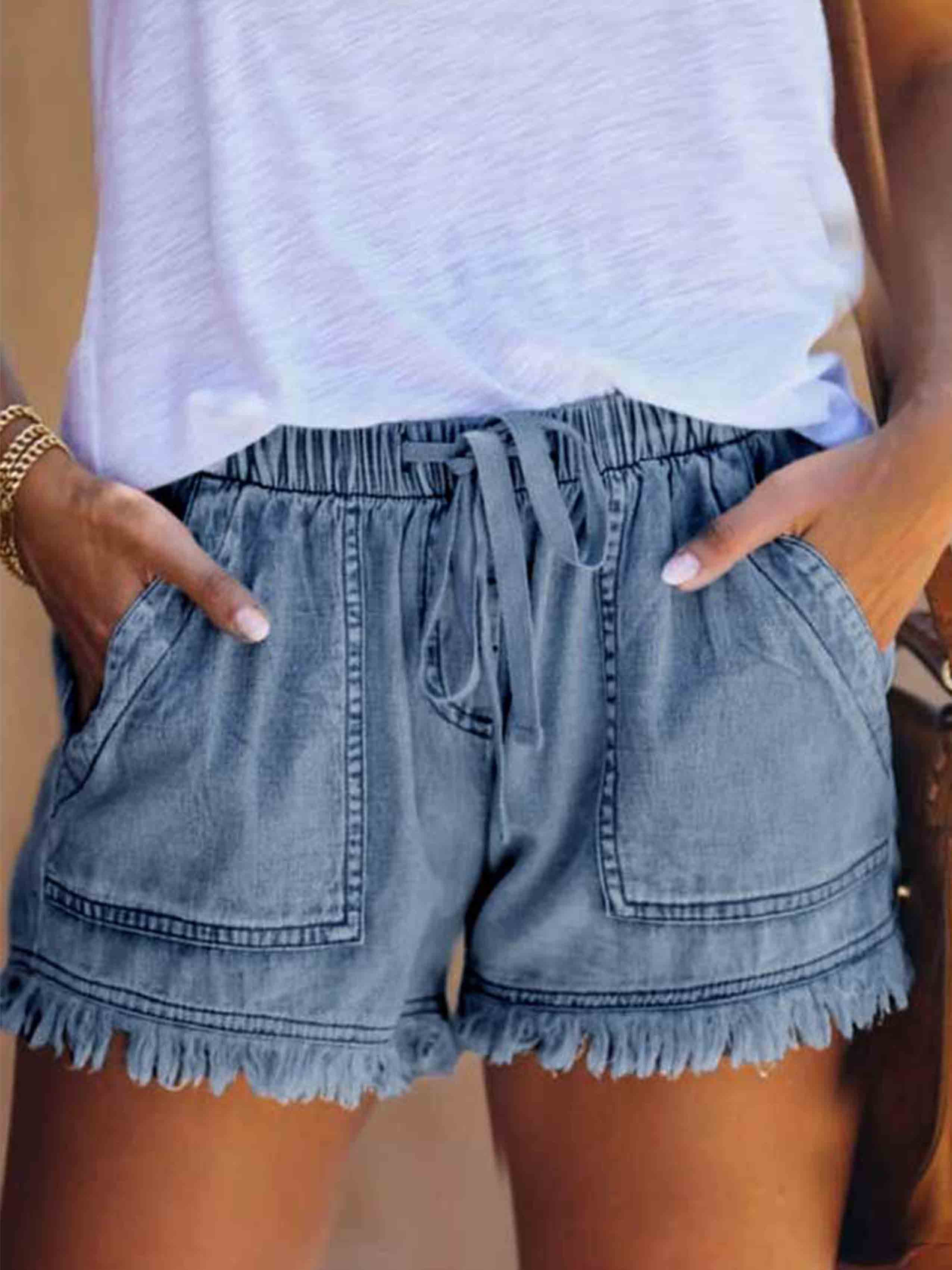 Bellevoga Adjustable Tassel Pocket Shorts