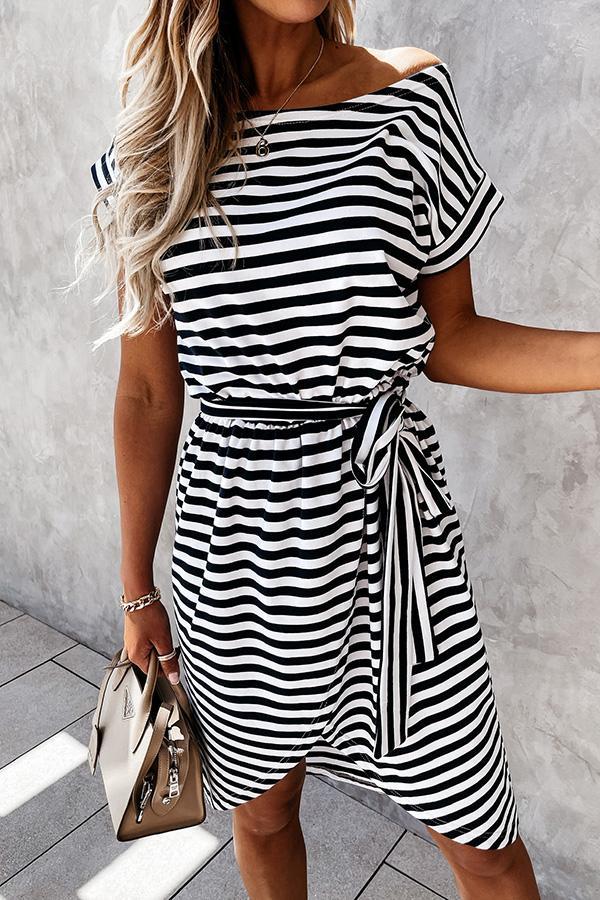 Bellevoga Hilton Cotton Blend Striped T-shirt Dress