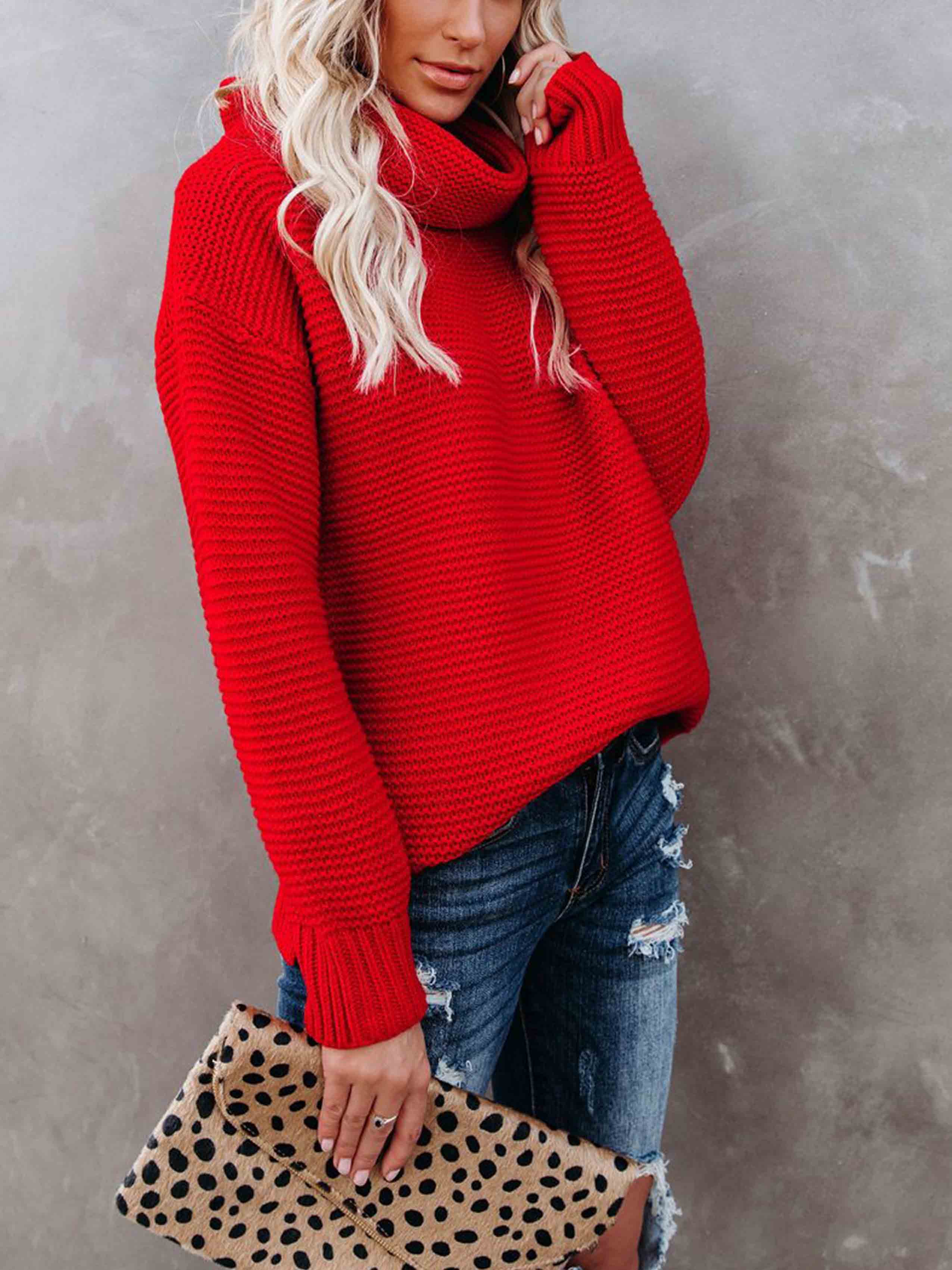 Bellevoga Loose Turtleneck Warm Sweater