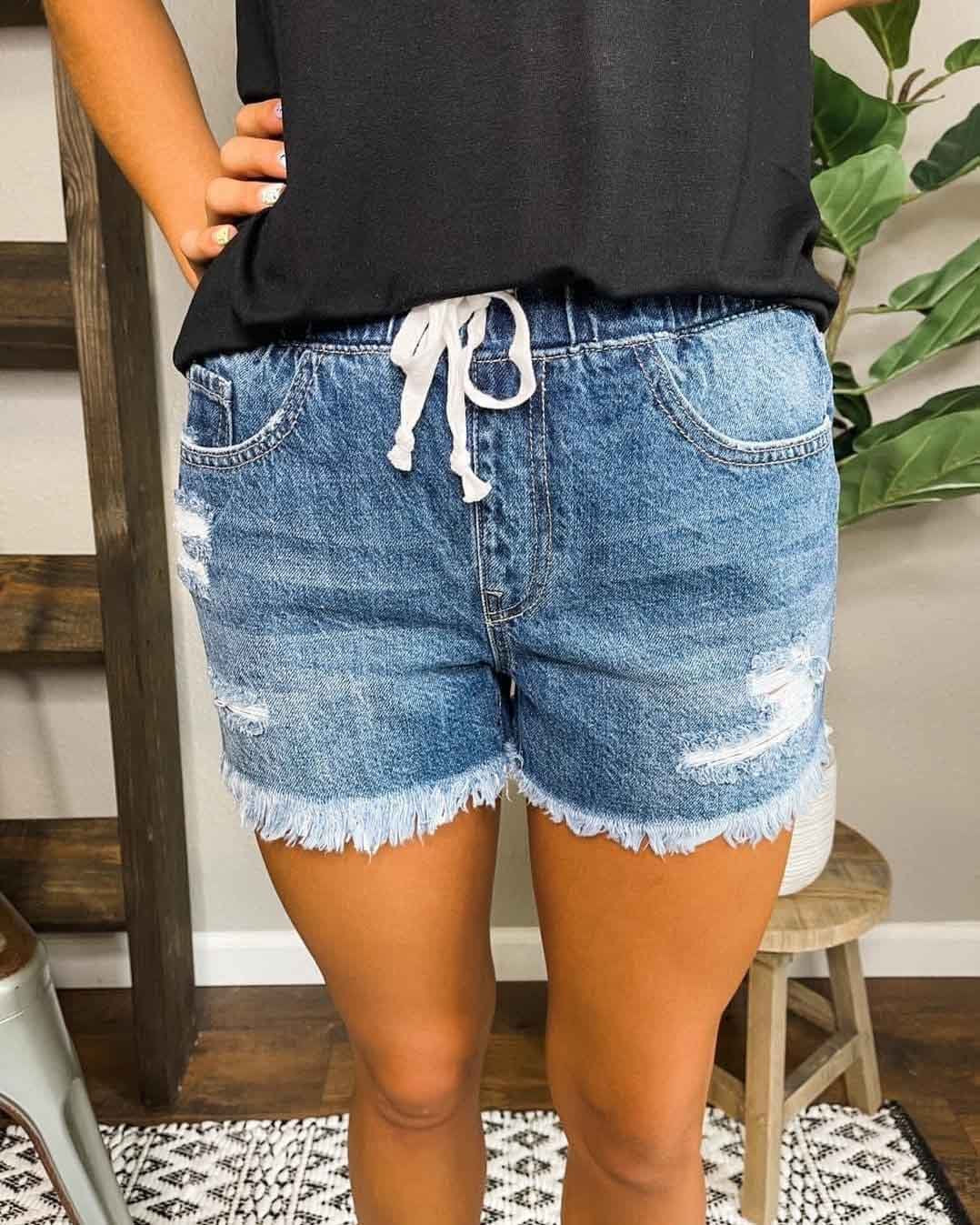 Bellevoga Distressed Jogger Shorts