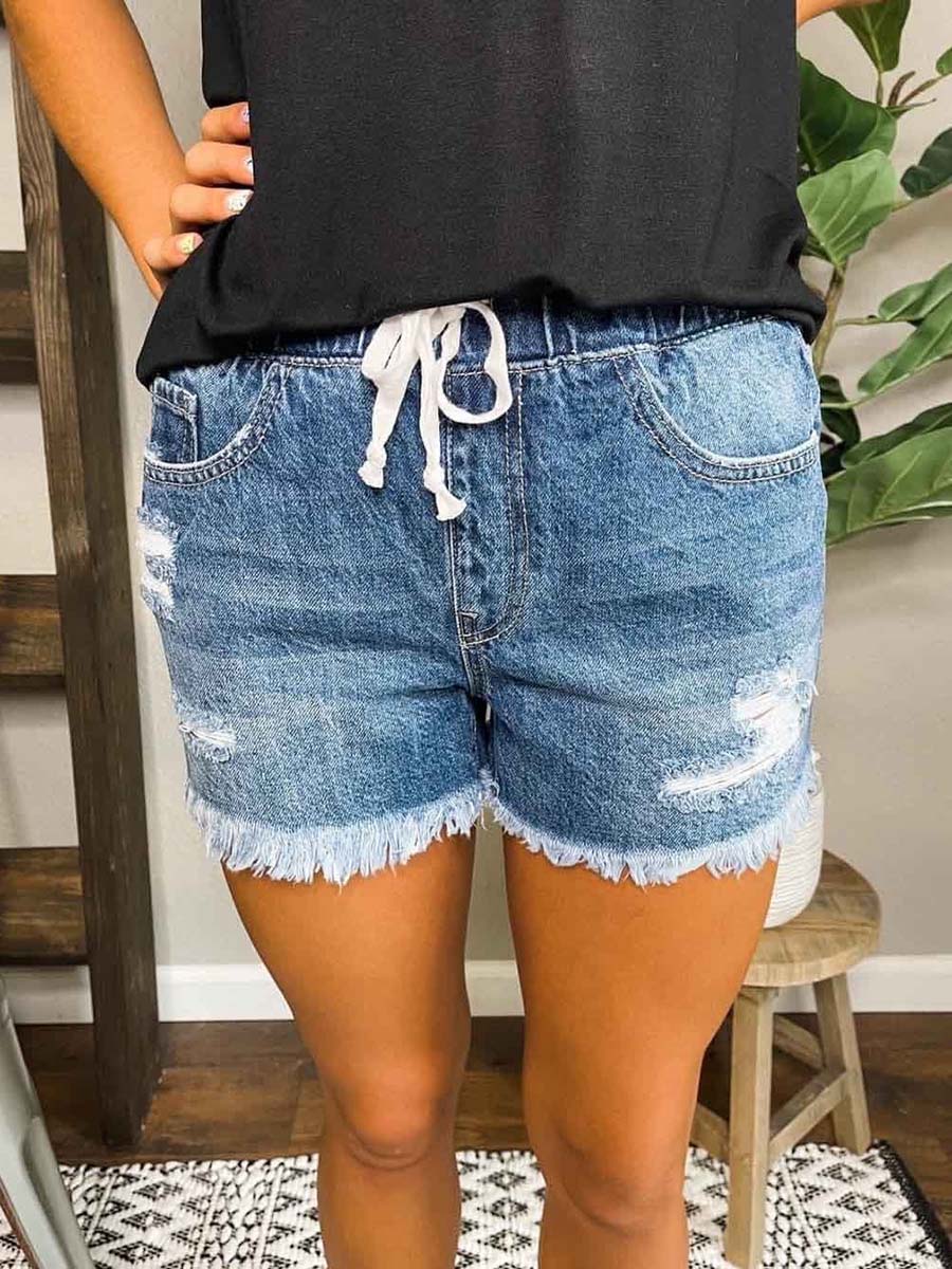 Bellevoga Distressed Jogger Shorts