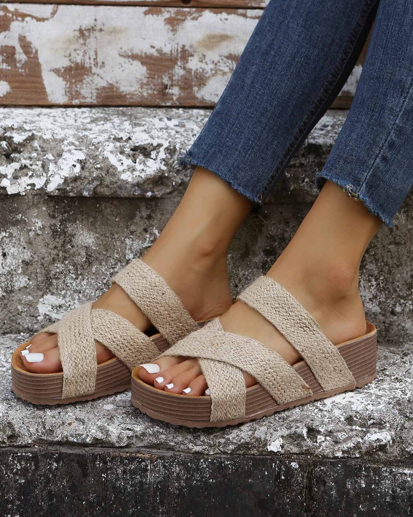 Bellevoga Thick Soled Woven Sandals