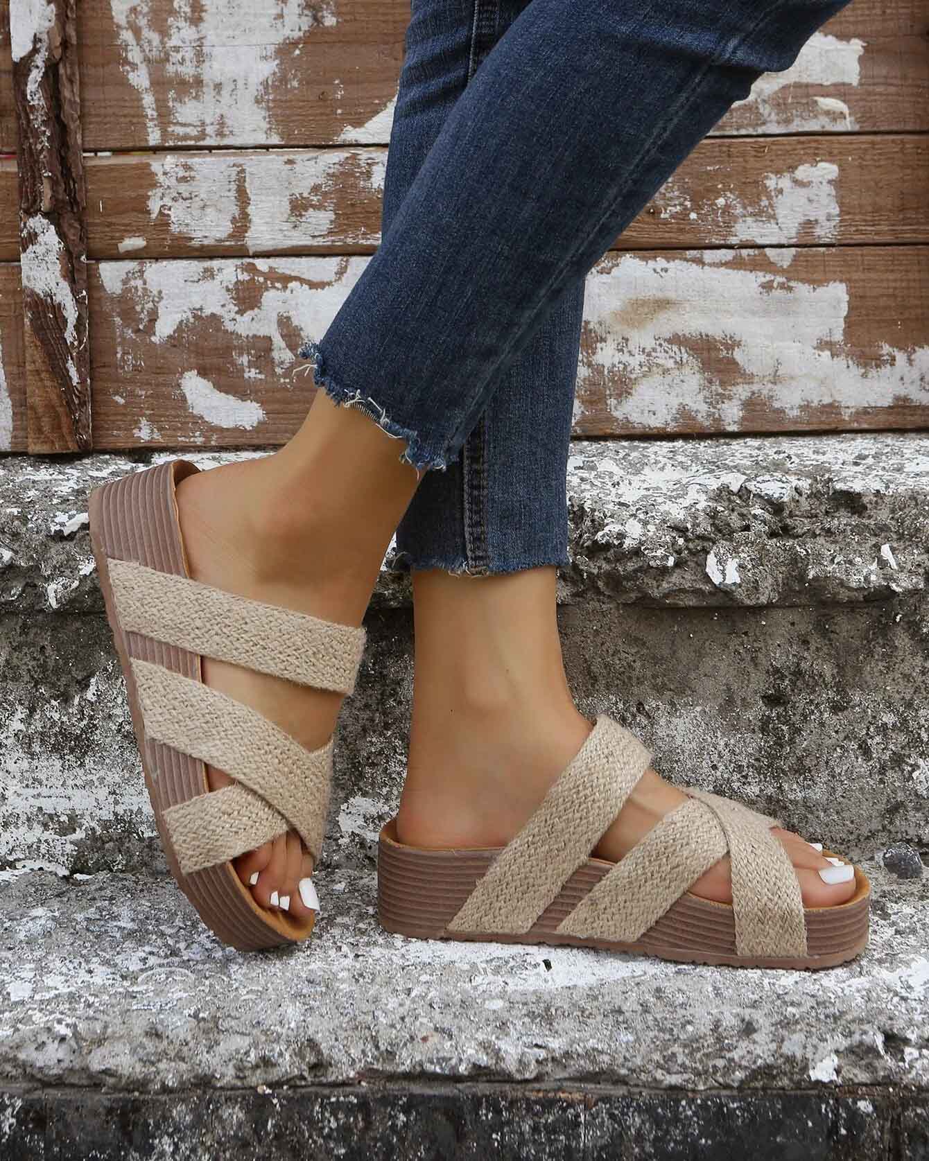 Bellevoga Thick Soled Woven Sandals