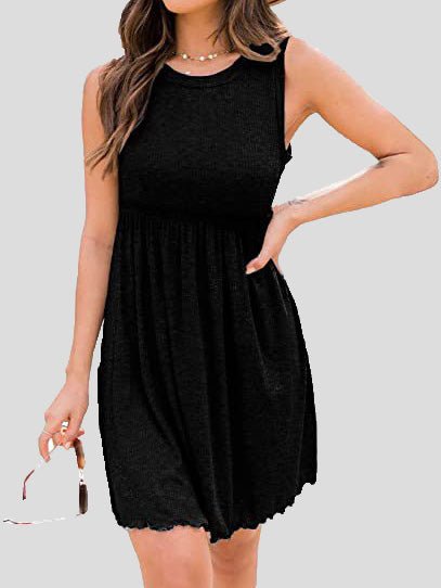 Women's Dresses Round Neck Knitted High Waist Vest Dress - Mini Dresses - Instastyled | Online Fashion Free Shipping Clothing, Dresses, Tops, Shoes - 03/03/2022 - 30-40 - Casual Dresses